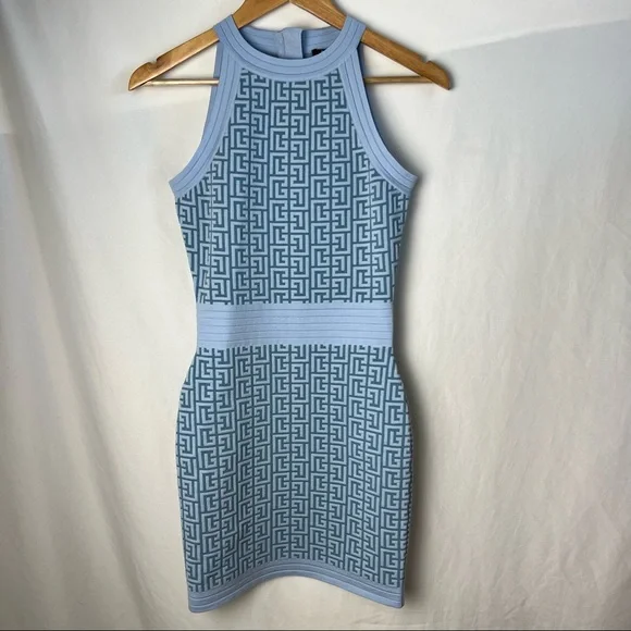 💋NWT balmain monogram knit mini dress in blue - Picture 8 of 10